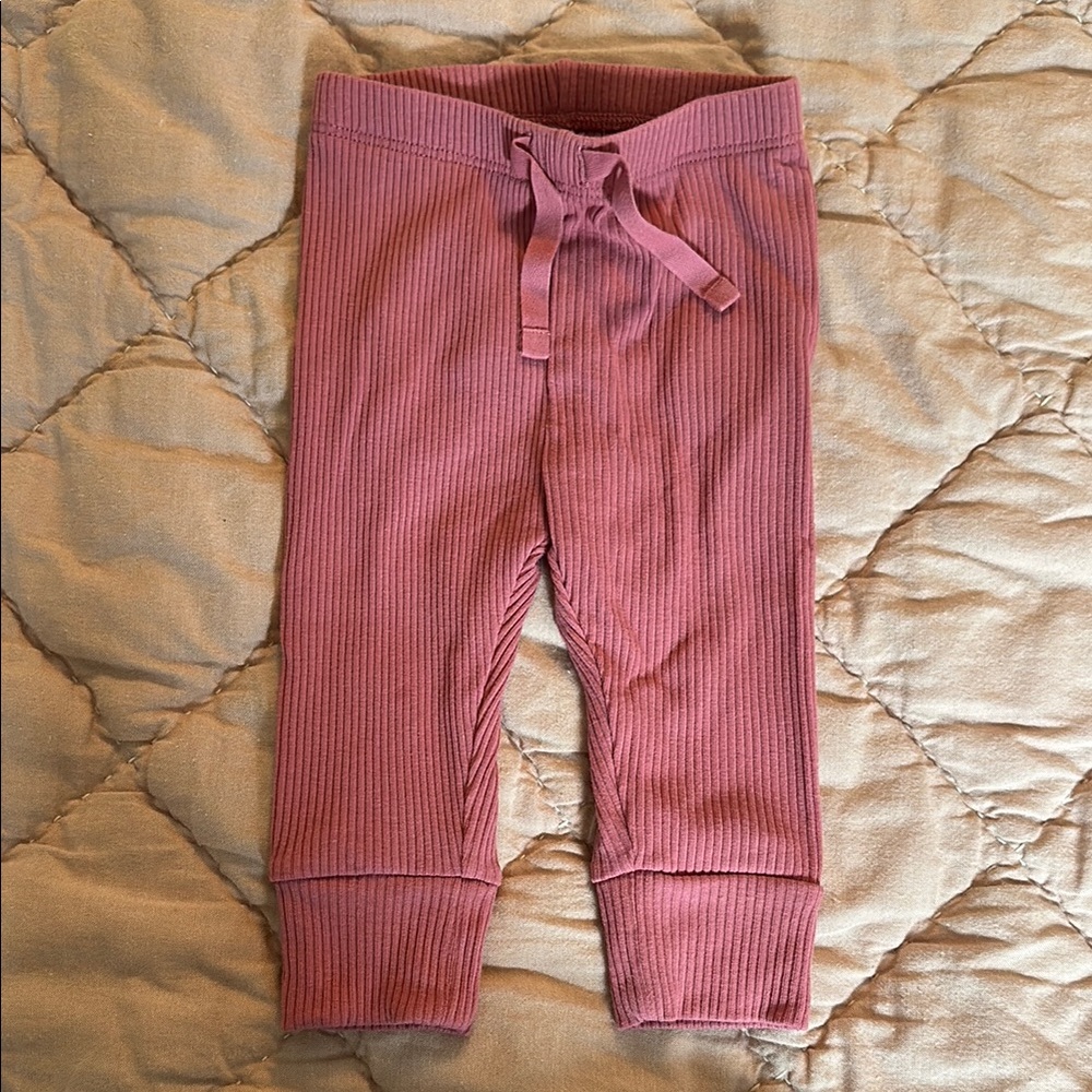 GAP Pink Ribbed Pajama Bottoms with Elastic Waistband